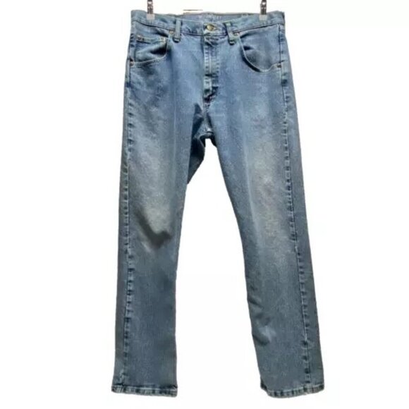 Wrangler Jeans Men's 34x32 Medium Blue Regular Fit Straight Leg 5 Pocket Denim - Picture 1 of 12